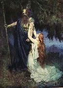 Ferdinand Leeke Brunhilde knelt at his feet oil painting reproduction